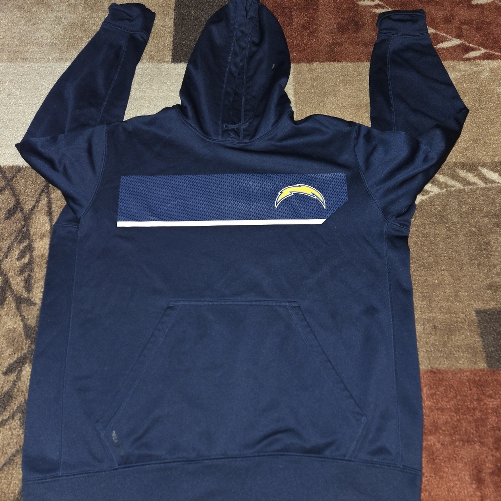 NFL Chargers Navy Blue Hoodie with Logo. Size XL